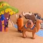 Handmade Wood African Animals Figurines Toys Play Set Zoo Jungle Kids Room Decor