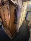 Brown Wood Freestanding Wardrobe Armoire 2 Hinged Doors  Drawer  2 Shelves