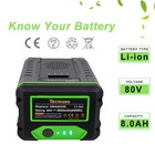 8 0ah Li-ion Battery For Greenworks 80v Gba80200 pro 80 Gba80500 2901307 2902407