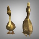 Vintage Mcm Mid-century Modern Solid Brass Two Ducks With Web Feet Figurines