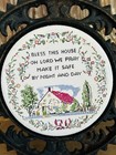 Vintage Black Cast Iron Ceramic Bless This House Pray Trivet Wall Decor 9 5 