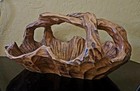 Antique Folk Art Solid One Piece Black Walnut Hand Carved Wood Basket