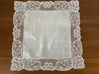 Vintage Bridal Wedding White Lace Linen Hanky Handkerchief Hankie Flowers 11 