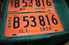 Beautiful Metal Pair  Illinois License Plates  1952 B53816    Bonus 1858750