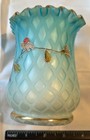 4 3 4  Blue   White Satin Glass Vase With Branch   Butterfly