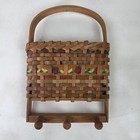 Vintage Hanging Mail Woven Basket Wooden Pegs Key Holders Apple Design Decor