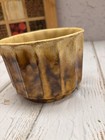 Vtg Mid Century California Pottery Usa C1 Ribbed Planter Flower Pot Brown Drip