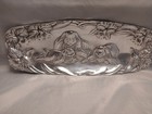 Arthur Court Bunny Rabbit Oblong Tray Orchid Floral Aluminum 1994 Vintage