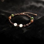 Czech Glass Bead Bracelet With Antique Copper Plated Hammered Oval Cable Chain