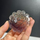 1pc Natural Fluorite Quartz Carved Peony Flower Skull Crystal Reiki Gift C
