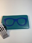 Ili Genuine Leather Eyeglass Case With Frame Graphic In Aqua cobalt