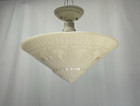 Restored Large 15  Vtg Uranium Glass Art Deco Ceiling Light Custard Semi Flush