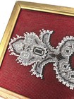 Antique Framed Beaded Needle Work 18 X 6 X 1 2 Hand Made Red Original Mid 19thc 
