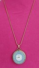 Vintage Lucerne Swiss Blue Gold Tone Pendant Necklace Watch Timepiece Runs