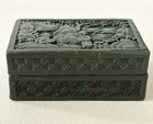 Fine And Old Chinese Carved Cinnabar Lacquer Green Cinnabar Box 
