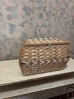 Vintage 60   s Jc Penney   s Wicker Sewing Basket With Floral Silk Cloth Lining 