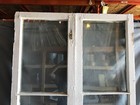Antique Pair 3 Lite Vtg Wood 21x88 Shabby White Patio Doors Chic Old 719-24b