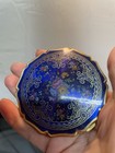 Vntg  50 s Stratton Colbat Blue   Gold Floral Rose  Mirror Compact Case England