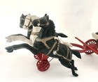 Vintage Cast Iron Fire Pumper Wagon 3 Horse Drawn 20 Inches Long Nice 