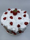 Vintage Ceramic Strawberry Shortcake Domed Lid With Pedestal Footed Cake Stand