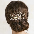 Bridal Crystal Hair Comb Wedding Rhinestone Flower Gold Vine Hair Pin Pieces    