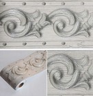 Redodeco Elegant Silver Grey Floral Molding Wallpaper 4  X 16 4   Grey silver 