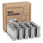 20pcs Chrome Bulge Lug Nuts - 9 16-18 Thread Size - Conical Cone Taper Silver