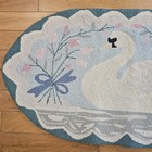 Claire Murray Handhooked 100  Wool Oval Rug Swan Flowers Bows Muted Colors