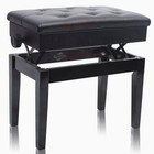 Griffin Premium Antique Piano Bench   Adjustable Black Solid Wood Frame Leather