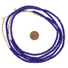 Cobalt Blue Glass Beads 2 Strands 4mm Ghana African Seed 23 Inch Strand Handmade
