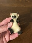  2  Vtg Ceramic Siamese Cat Kitten Figurines Hand Painted Japan Sticker