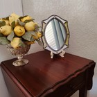 Stained Glass Slag Leaded Mirror Wall Hanging Green And White 7 5    X 10    Vintage