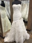 Bonny Bridal 215 Asymmetrical Mermaid Ivory Organza Wedding Gown Strapless Sz 10