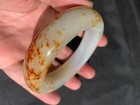 Unique Wonderful Chinese Natural Hetian Old White Jade Bangle Bracelet