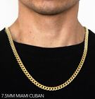 10k Yellow Gold 3mm-7 5mm Miami Cuban Chain Necklace Bracelet Size 7 -30  Hollow
