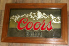 Vintage 1986 Coors Beer Mirror Sign  Gold Mountains Wood Frame 27 5  X 17 5 