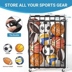Rolling School Sport Ball Storage Cart Metal Garages Sports Equipment Organizer