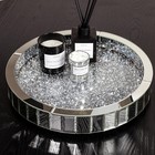 Silver Mirror Decorative Tray Crushed Diamond Vanity Organizer Coffee Table Tray
