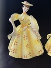 2 Vintage Lefton 7    Porcelain Lady Planter Vases Figurines Victorian Dress 1869