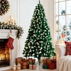 8ft Snow Flocked Artificial Christmas Tree Frosted Pine Tree Metal Stand Unlit
