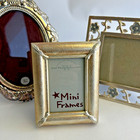 Vintage Assorted Lot Of 3 Mini Small Picture Frames Champagne Silverplate Ornate