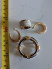 Vintage Gold silver Tone Set Of Earrings  Brooch   Ring