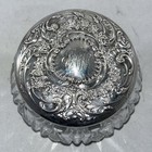 Antique Cut Glass Powder Box Gorham Sterling Silver Lid S3164