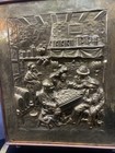 Fireplace Cover Screen Brass Embossed Vintage Tavern Scene See Details   Pics