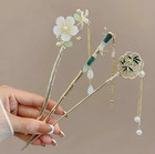 1pc Elegant Chinese Tassel Hairpin  Floral Alloy Hair Stick For Women - New