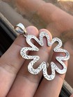 Statement Modern Sterling Silver 925 Flower Pendant  Hammered 
