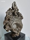 Bronze Horse Head Sculpture Statue Animal Marble Figurine Decor Knight Bust Rare