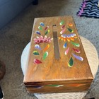 Vintage Hand Painted Wooden Tissue Box 11    X 6   
