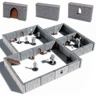 Modular Dungeon Walls Terrain Set - 48 Piece Tabletop Scenery For Rpgs   D d