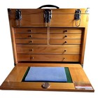8 Drawer Hard Wood Tool Chest Storage Box Cabinet Felt Lined Machinists Chest